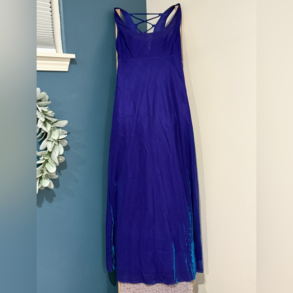 All That Jazz Vintage Iridescent Purple Metallic Long Dress Y2K 90s Prom Size S